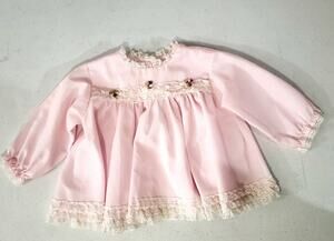 Vintage Baby girl Alexis Pink 6-9 M Floral Lace Dress shirt
